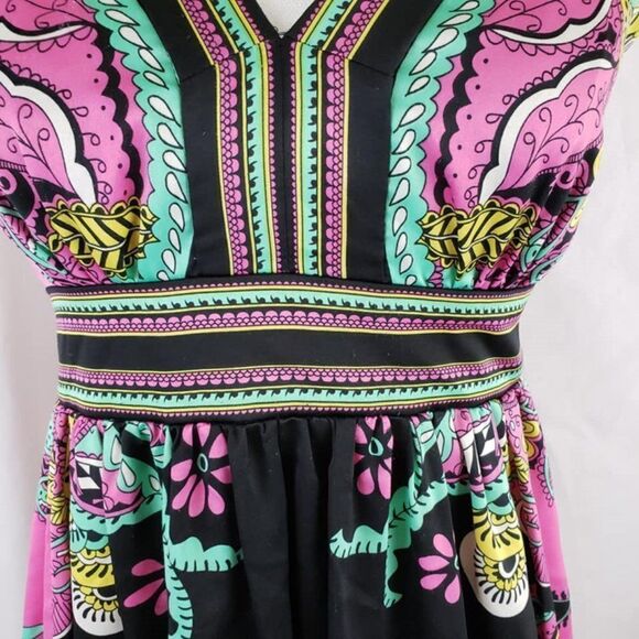 Beige by eci Multicolor Floral V-Neck Sleeveless Dress – Size 8 - Picture 10 of 12